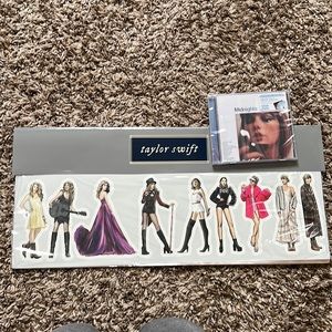 Taylor Swift Eras Stickers Midnights MoonStone Blue Edition CD Hand Signed Photo